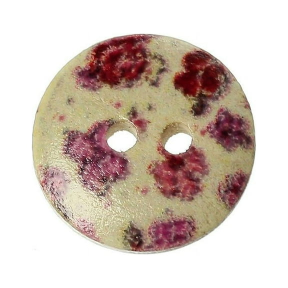 Sexy Sparkles10 Pcs Round Wood Buttons Natural Pink Purple Flowers Pattern 15mm