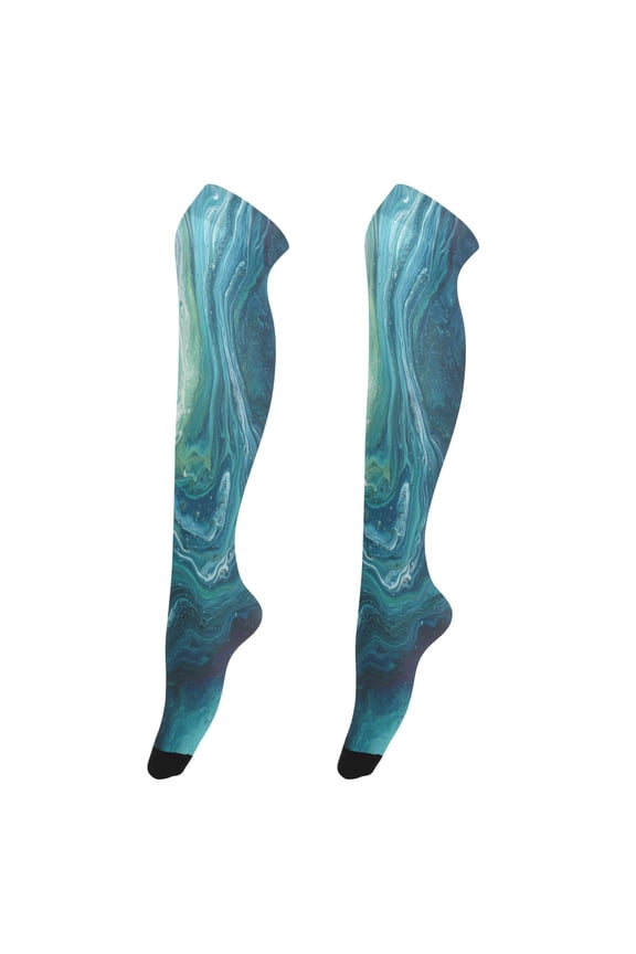 Sexy Stay Up Thigh High Stockings for Women - Dark Blue Fluid Silky Smooth Sheer Nylon with Non-Slip Band