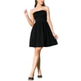 thumbnail image 1 of INSPIRE CHIC Sexy Strapless Party Dress for Women Sleeveless Solid Flare Mini Tube Top Dresses XS Black, 1 of 6