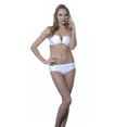 thumbnail image 1 of Sexy Strapless V Wire Padded Bandeau Ruched Waist Low Rise Bottom Bikini - M - White, 1 of 3