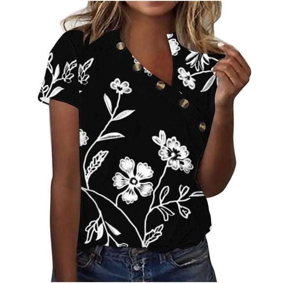 Cilsoka Sexy Summer Crop Tops for Women Tshirts Shirts Graphic Vintage Short Sleeve Button Up Shirts for Women Cropped