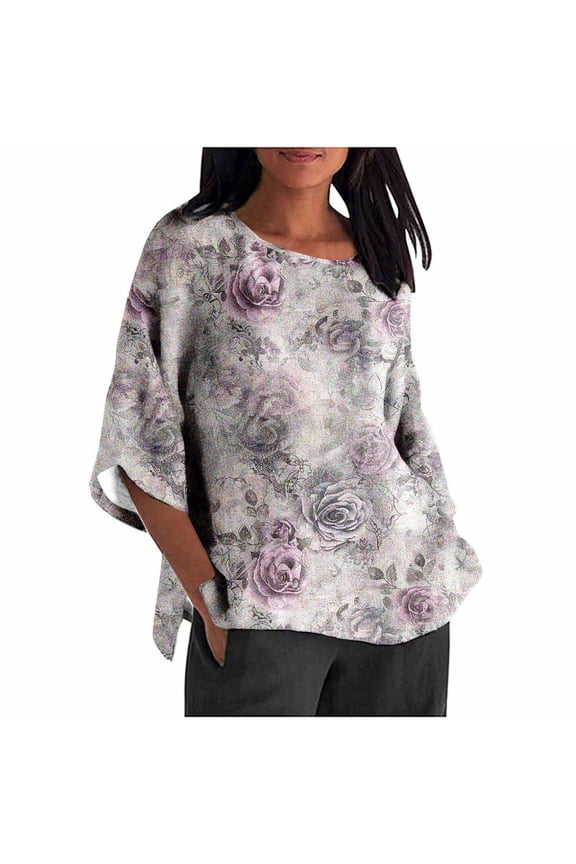 Boho Tops for Women Tank Tops Dressy Casual Petite Cute 3/4 Sleeve Shirts Teachers Blouses Casual Plus Size