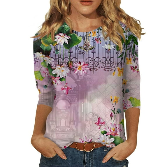 Sexy Summer Tops for Women Three Quarter Sleeve Hip T-Shirts Ladies Gown Plus Size