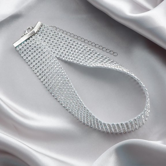 Sexy Super Flash Rhinestone Collarbone Chain Choker Neck Jewelry, Full Diamond Multi-Row Neck Chain Necklace Female