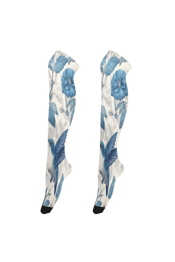 Sexy Thigh High Stockings - Silky Smooth & Stay-Up Design for Legs That Slay Birds in Shades Of Blue
