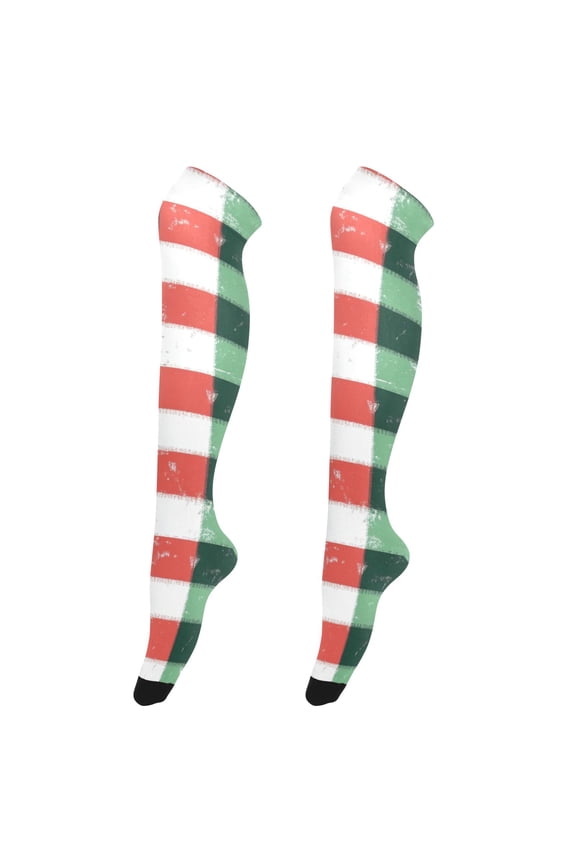 Sexy Thigh High Stockings - Silky Smooth & Stay-Up Design for Legs That Slay! Christmas Vibes Plaid
