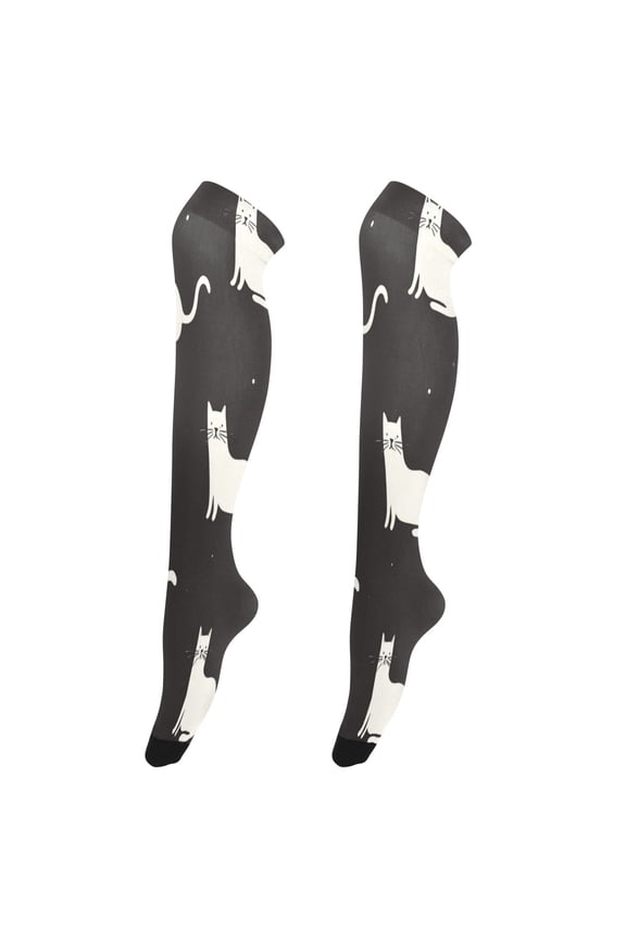 Sexy Thigh High Stockings - Silky Smooth & Stay-Up Design for Legs That Slay! Lovely White Cats