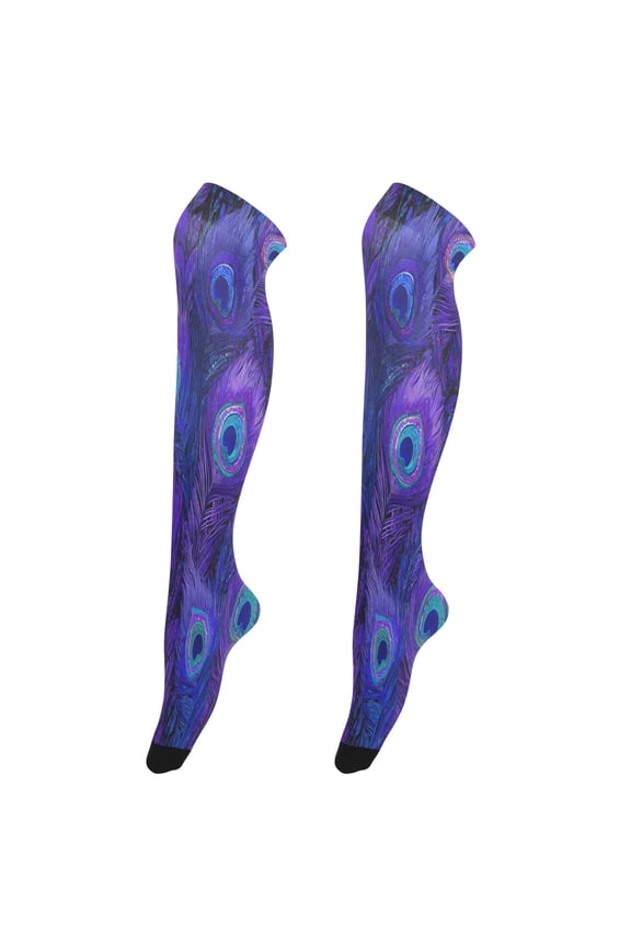 Sexy Thigh High Stockings - Silky Smooth & Stay-Up Design for Legs That Slay Peacock Feathers
