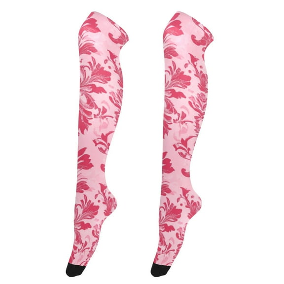 Sexy Thigh High Stockings - Silky Smooth & Stay-Up Design for Legs That Slay! Pink Totem Pattern