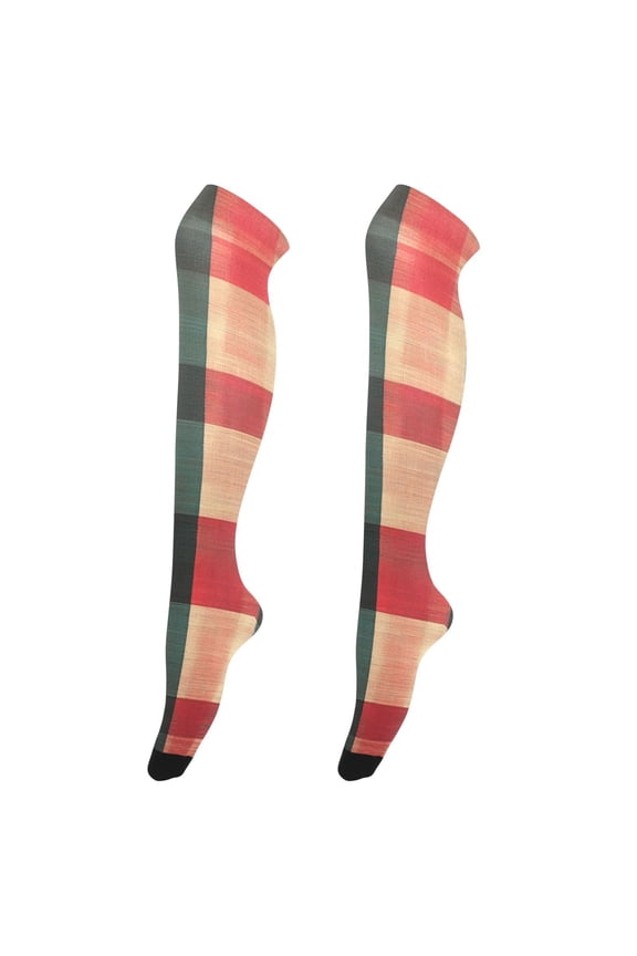 Sexy Thigh High Stockings - Silky Smooth & Stay-Up Design for Legs That Slay! Retro Christmas Plaid