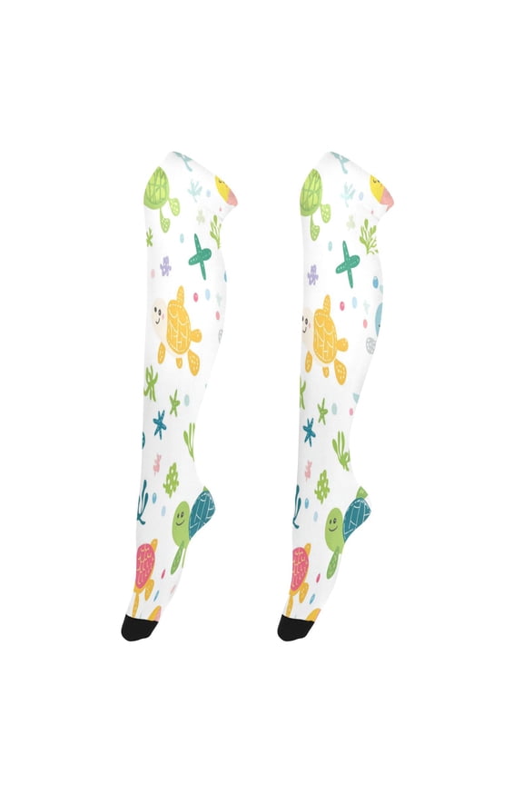 Sexy Thigh High Stockings - Silky Smooth & Stay-Up Design for Legs That Slay! Sea Turtles