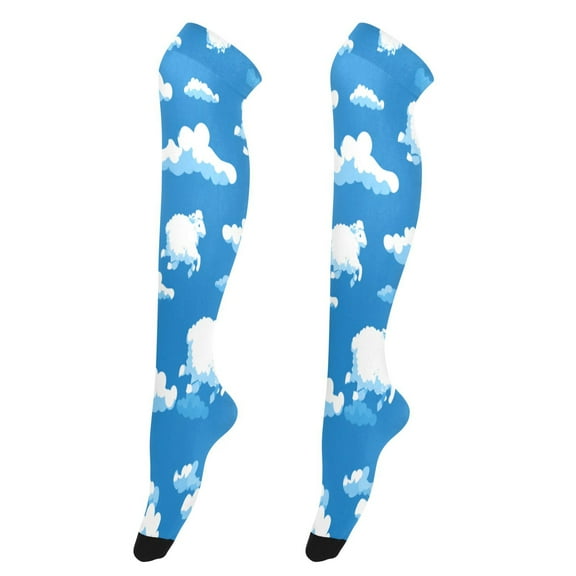 Sexy Thigh High Stockings - Silky Smooth & Stay-Up Design for Legs That Slay Sheep Jumping over Clouds