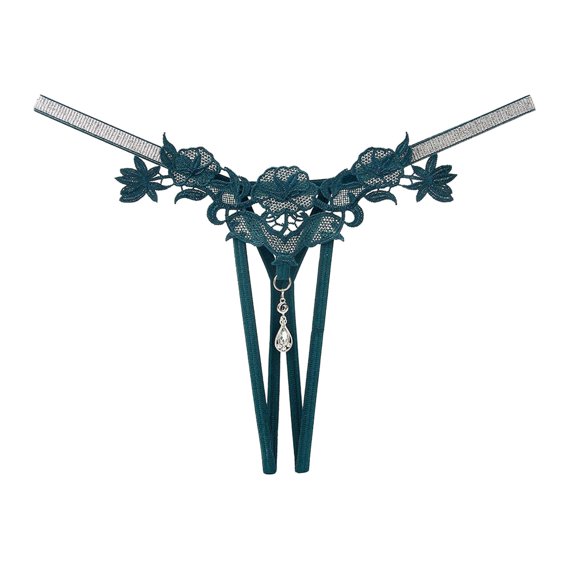 Thongs for Women Green Hollow Underwear Thongs Pearl Panties Funny Thongs for Women One Size