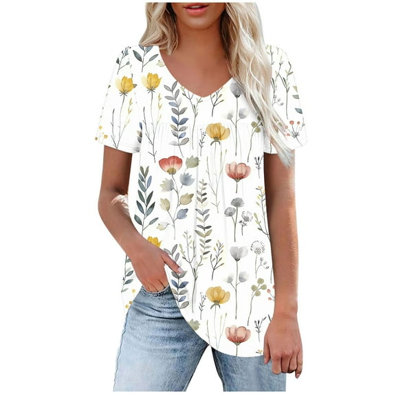 Tops For Women Summer 2026 Trendy Plus Size Tops For Women S-2XL Workout Tshirts Shirts For Women V Neck Ladies Tops And Blouses