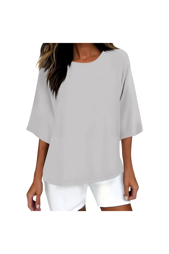 Boho Tops for Women Tube Tops With Built In Bra Pack 3/4 Sleeve Shirts Oversized Pack Women Blouses for Work Plus Size