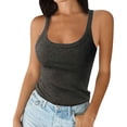 thumbnail image 1 of Sexy Tops For Women, Built In Bra Casual Comfort Colors Square Neck Sleeveless Workout Athletic Crop Elastic Tank Tops Spring Women Plus Size Long Sleeve Tops Casual Tops (L, Dark Gray) ZMTing, 1 of 4