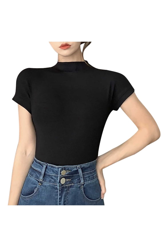 Sexy Tops for Women Short Sleeve Turtleneck T-Shirt Top Based Layer Tight Shirts Tee Mock Neck Cape Sleeve Party Top for Women Y2K Summer Leotard Shirts Tops Going Out