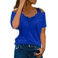 Sexy Tops for Women Summer Cold Shoulder Blouse Short Sleeve Lace