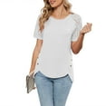 thumbnail image 1 of Sexy Tops for Women Lace Short Sleeve Blouse - Business Casual Crewneck T-Shirt, Trendy Summer 2025-Beige-L, 1 of 5