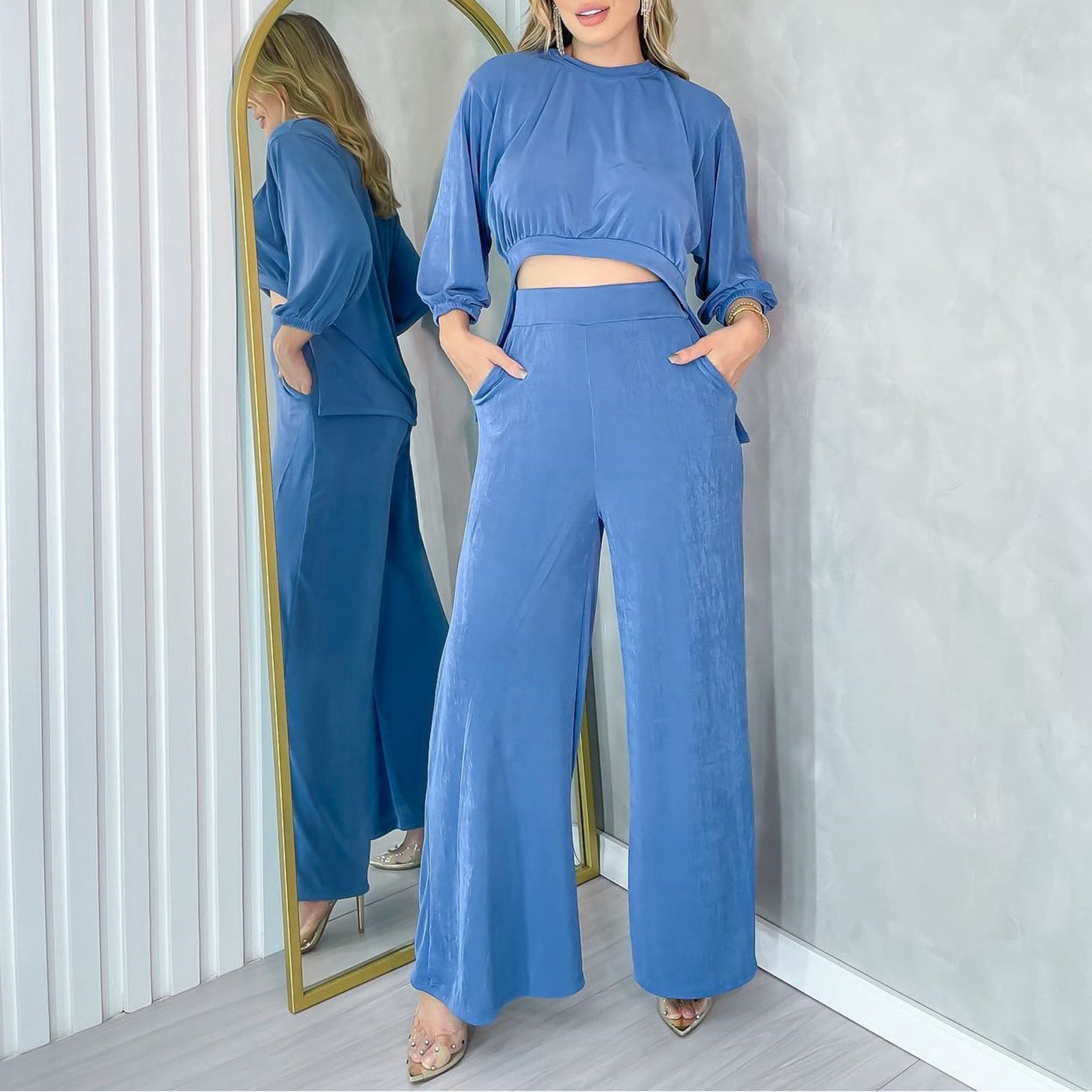 Sexy Two Piece Outfits for Women Comfrt Ropa Deportiva Para Mujer Percent off Womens Lounge SetSweatshirt set ladies casual long sleeved solid color