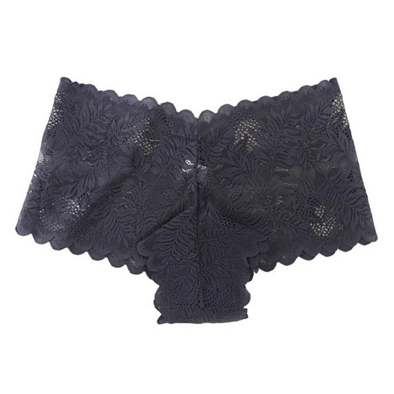 Sexy Underwear for Women V-Waist Lace Shorts Breathable Cheeky Panties Boyshorts Soft Lace High Waist Panties, Blue, Large