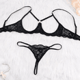 thumbnail image 1 of Sexy Underwire Floral Lace Mesh Sheer Lingerie Set for Women See Through Bra and Thong 2 Piece, 1 of 8