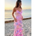 thumbnail image 1 of Sexy V Neck Colorful Ruffles Sling Dress for Women Backless Sleeveless Floor Length Slim Robes 2024 Lady Beach Holiday Vestidos, 1 of 6