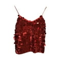 thumbnail image 1 of Sexy V Neck Fish Scale Sequined Tank Top Shiny Spaghetti Strap Vest For Women, 1 of 3