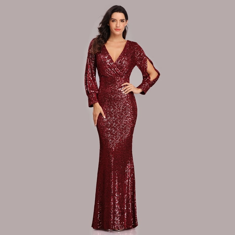 Sexy V-neck Mermaid Evening Dress Long Formal Prom Party Gown Full Sequins long Sleeve Galadress Vestidos Women Dresses - Walmart.com Sexy V-neck Mermaid Evening Dress Long Formal Prom Party Gown Full Sequins long Sleeve Galadress Vestidos Women Dresses - Walmart.com