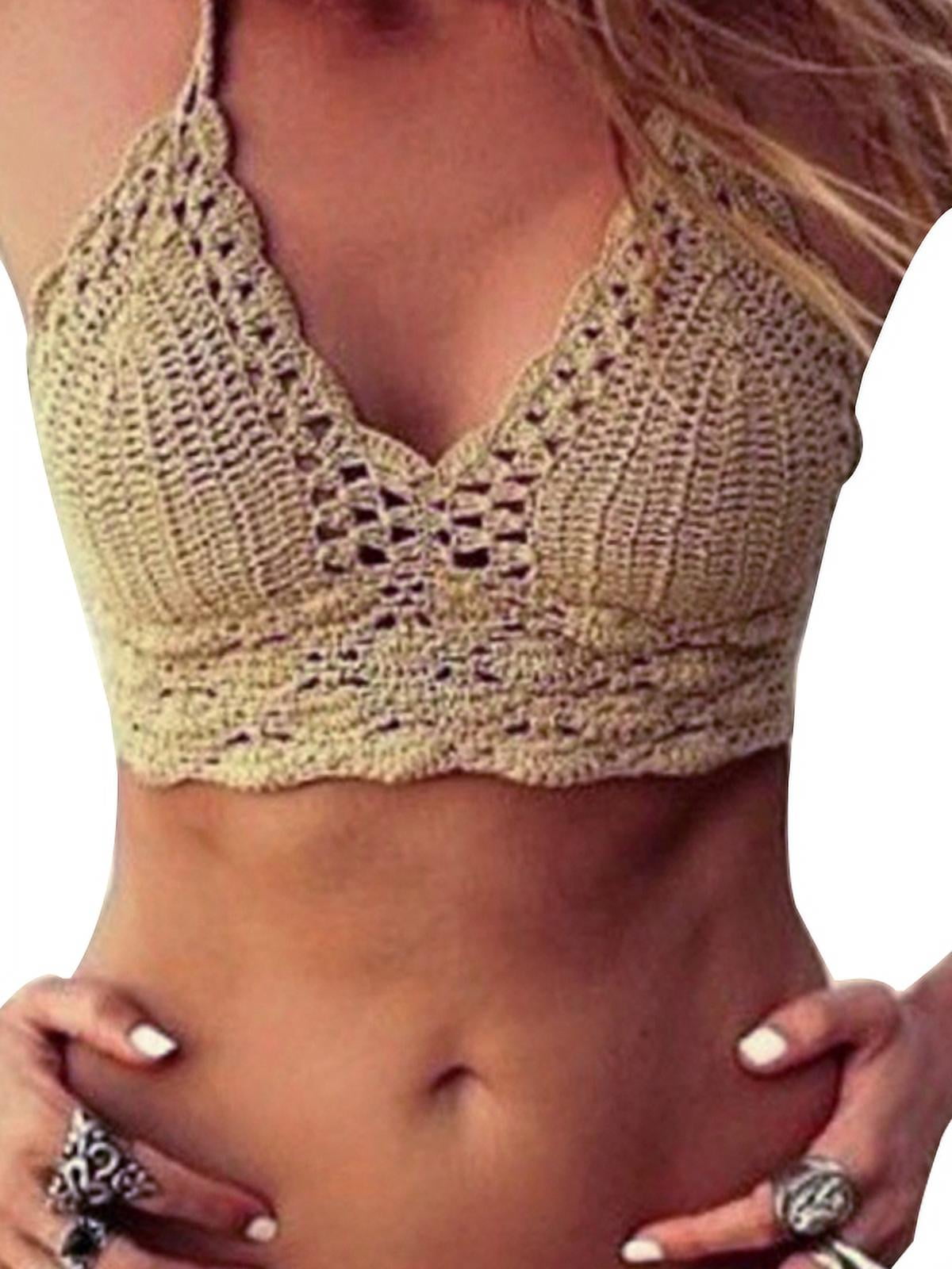 Free: Women Crochet Lace Bralette Knit Bra Boho Beach Bikini