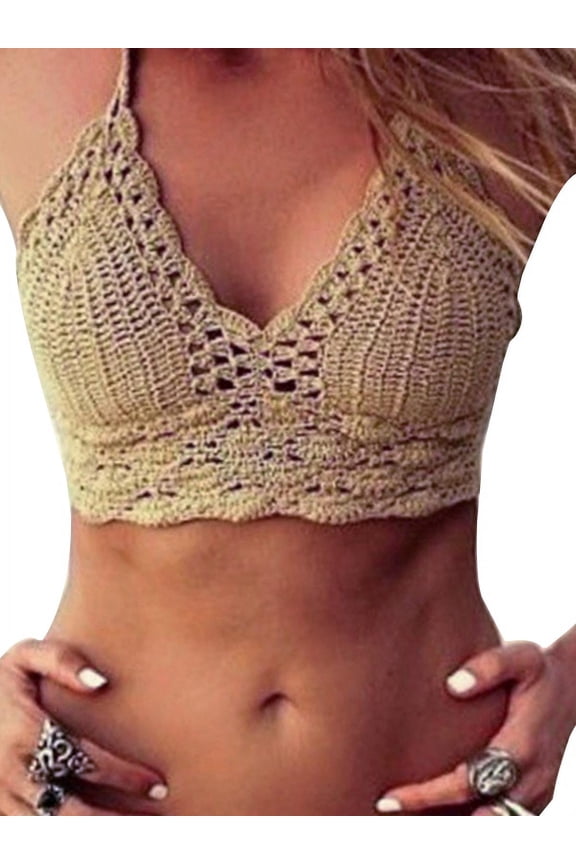 Sexy Women Boho Lace Bra Crochet Knit Bralette Beach Tank Top