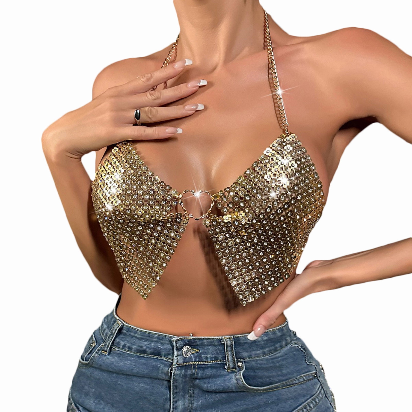 Low cut sequin top sale
