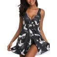 thumbnail image 1 of Sexy Women Crane Print One Pieces Swimsuit Swimwear Swimdress Tummy Control Swimming Bathing Suit Beachwear Push Up Bra Padded Tankini Sets Plus Size M-XXXL, 1 of 4