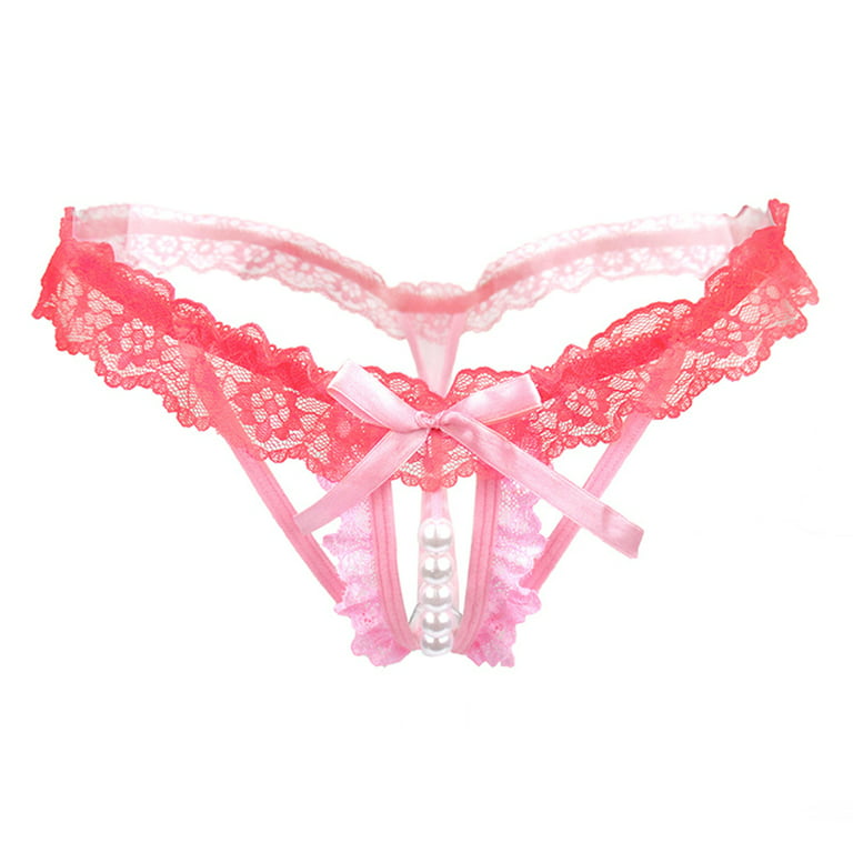 Sexy Women's Crotchles Bead G-String Lace Brief Lingerie Underwear T-Back