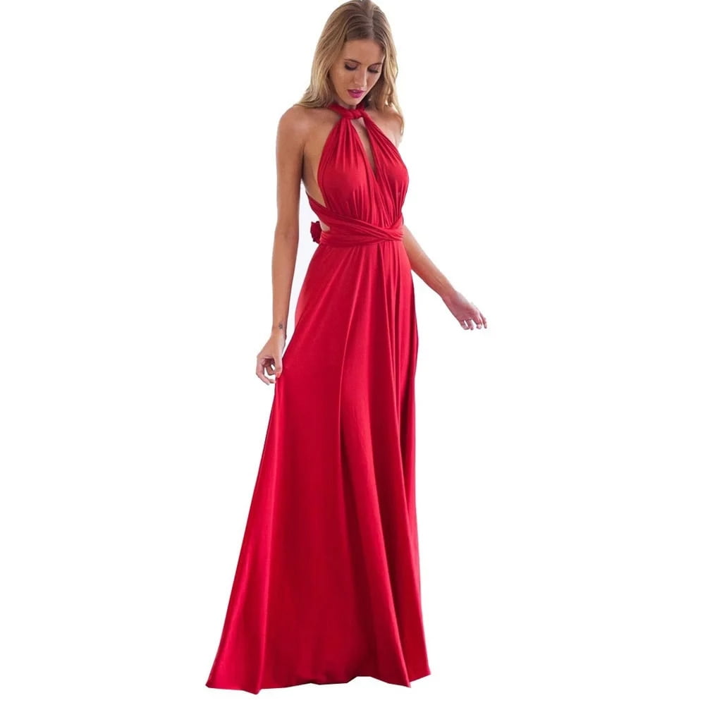 Sexy Women Multiway Wrap Convertible Boho Maxi Club Red Dress Bandage Long Dress Party Bridesmaids Infinity Robe Longue Femme Walmart