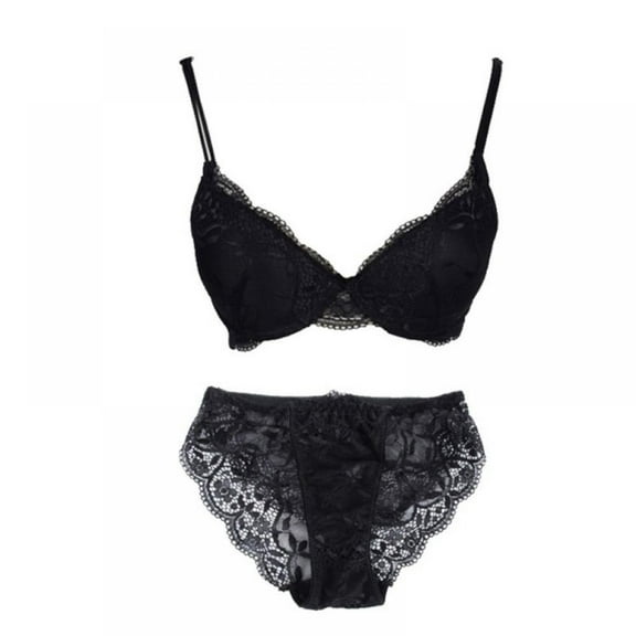 Sexy Women Push up Padded Bra Floral Embroidered Lace Briefs Bra Panties Underwear Suit