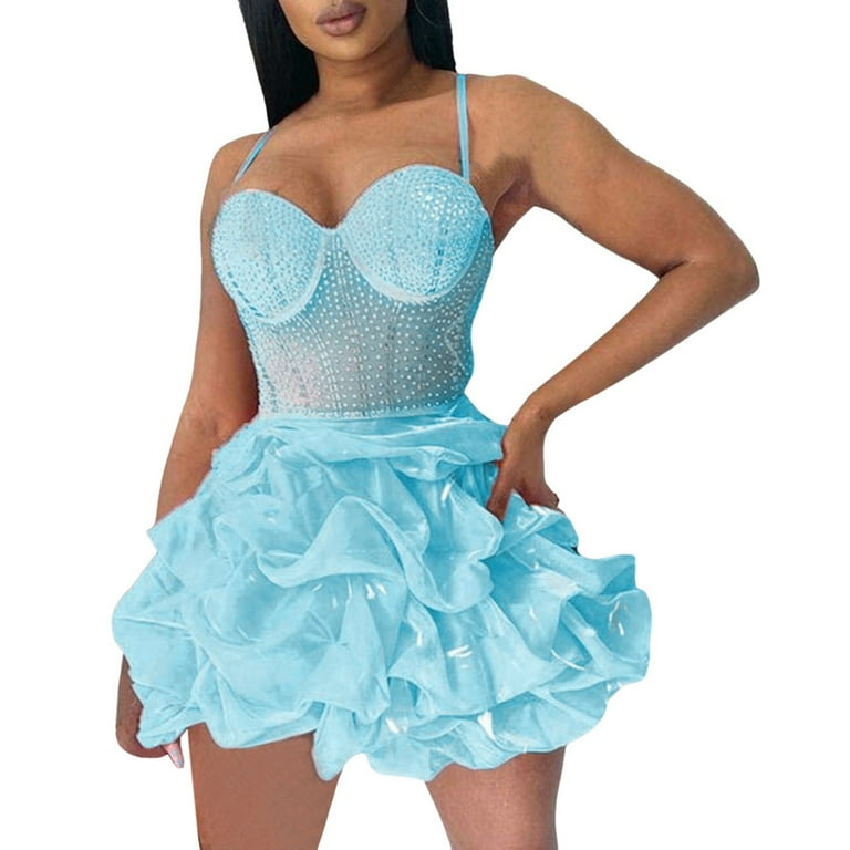 Sexy Women Sheer Mesh Formal Dress Tall Women Dresses Strapless Mini Skirt Womens Gowns Formal Dresses Solid Color Party Night Formal Dress for Women Wedding Guest Clubwear Autumn Dresses Th Walmart.c...