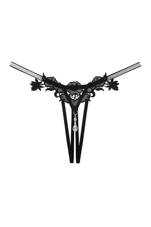 Sexy Women String Lace Underwear Pearls Panties G String T-back Thong Lingerie