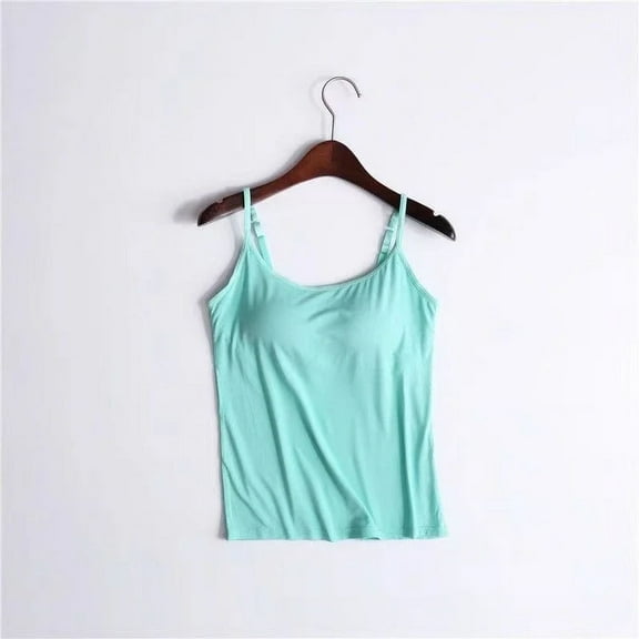 Sexy Women Tops Solid Padded Bra Spaghetti Camisole Top Women Vest Women Camisole with Built in Bra Cami Top Vest Tank Top 2025