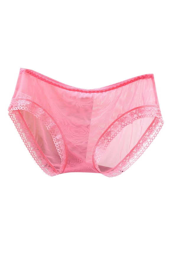 Sexy Women's Lace Edge Transparent Mesh Low Waist Plus Size Ultra Thin Lifting Triangle Underwear - Flower Embroidery, Daily/Casual/Club Wear