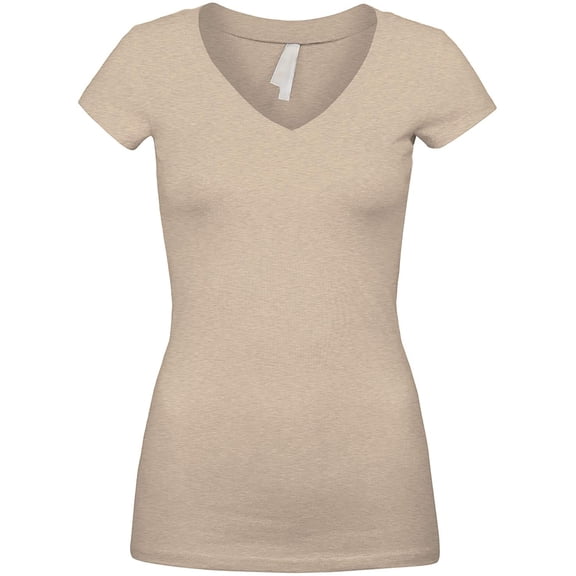 Sexy Women's Low-Cut Basic Deep V Neck Short Sleeve Solid Fitted Tee Shirt Top