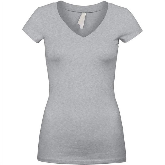 Sexy Women's Low-Cut Basic Deep V Neck Short Sleeve Solid Fitted Tee Shirt Top