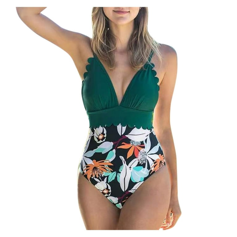 Sexy Women's One Piece Swimsuits Trim Bra Brazilian Bathing Suits Tropical  Floral Swimwear Monokini Sets for Women