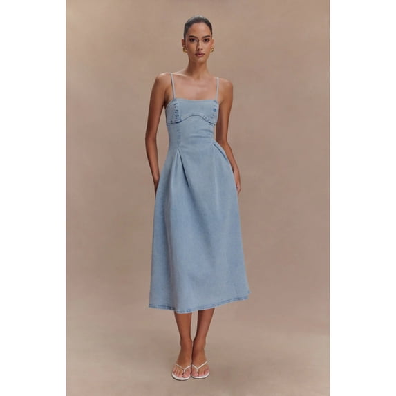 Sexy Women's Summer New Arrival: Strapless Solid Color Sleeveless Denim Suspender Dress