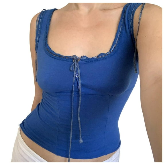 Sexy Women's T-Shirt Spaghetti Strap Lace Trim Sheer Mesh See Through Sleeveless Crop Top Going Out Tank Tee Casual Summer Fashion