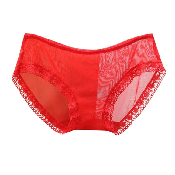 Sexy Women's Underwear Transparent Mesh Lace Edge Low Waist Lifting Triangle Panties Comfortable Breathable Soft Stretch