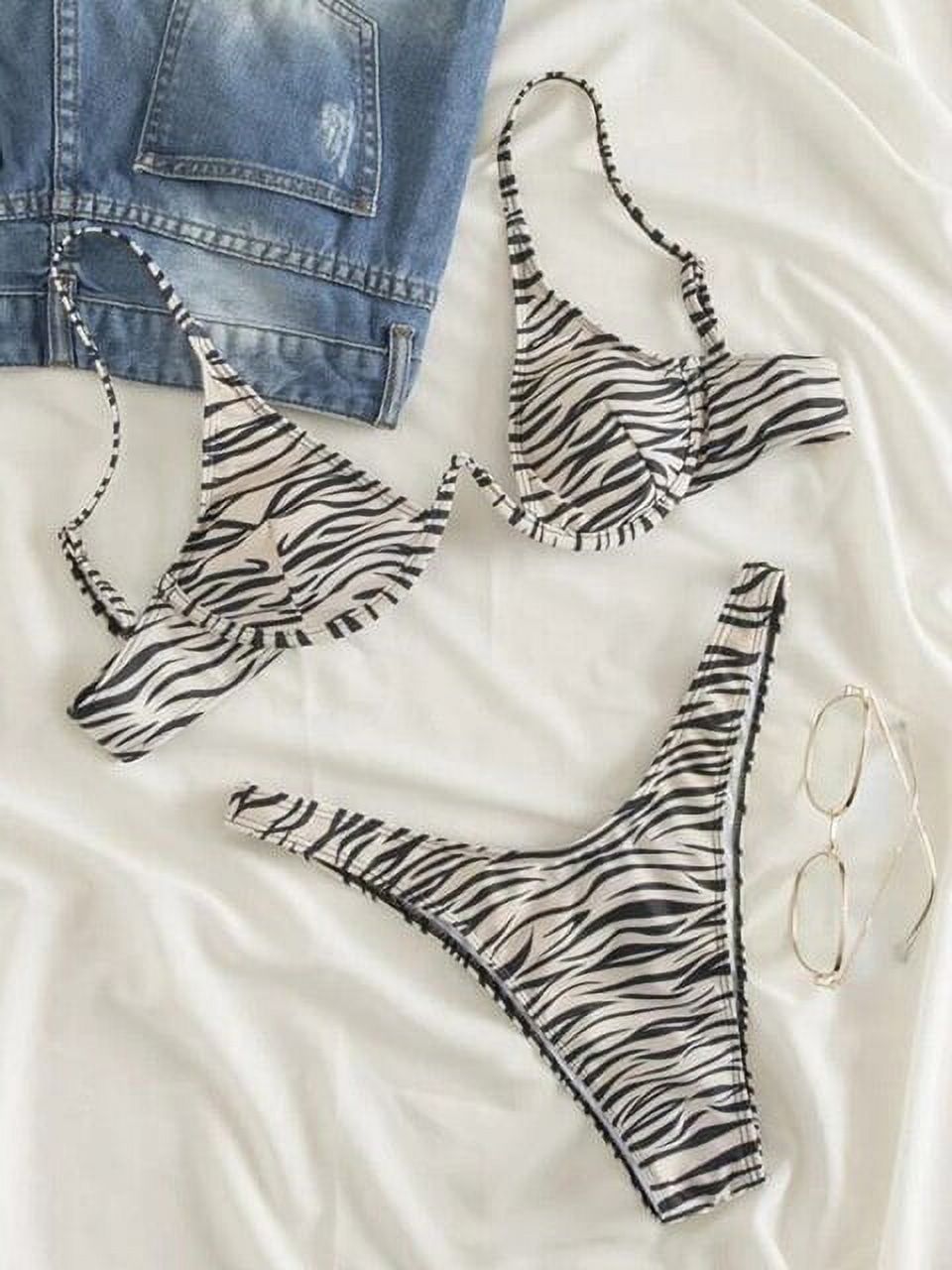 Sexy Zebra Bikini 2023 Woman Swimsuit Female Underwire Swimwear Women Thong Bikinis Set Summer