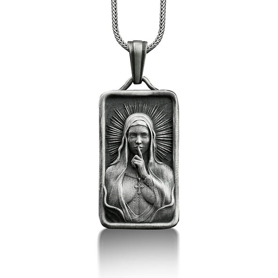 Sexy nun 925 silver pendant with custom name, Personalized engraved necklace for wife, Unusual necklace for girlfriend