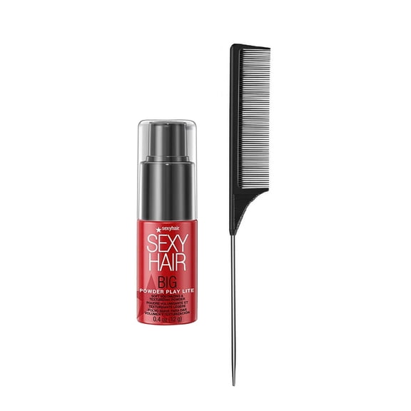 SexyHair Big Powder Play LITE Soft Volumizing & Texturizing Powder, 0.4 Oz (with Free Tail Combs)