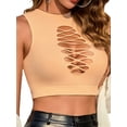 thumbnail image 1 of Sexyfree Fishnet Tank Top for Women Cutout Crop Sexy Hollow Out Cropped Sleeveless Top (One Size), 1 of 3